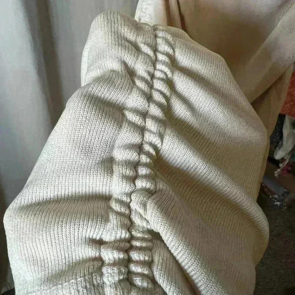 PRINCESS POLLY Beige Cream Ribbed Ruched
Side Tie Bodycon Tank Mini Dress size 4 - Picture 3 of 4